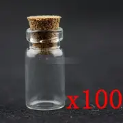 100x 1.5ml Mini Glass Bottles & Cork Stopper Wishing Bottle Vials Jars 22x11mm