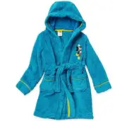 Disney Mickey Mouse Boy's Blue Plush Minky Fleece Hooded Bathrobe