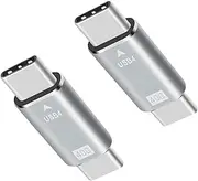 Danfetsoy USB C to USB C Adapter 40Gbps, Type C Male to Male Connector Extender Support 100W, 40Gbps for Laptop, Tablet, Phones (Silver, 2 Pack)