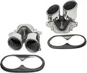 Exhaust Tip Compatible For Benz GLE W167 2020 UPGRADE GLE53 W167 SUV Car Exhaust Muffler Tips Four Out Stainless Steel Nozzle TailTip(Silver)