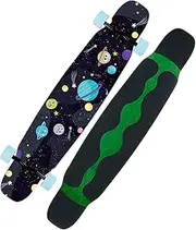 Sports Longboard Skateboard, Chrome Steel High Speed Bearing 46" 8 Layer A-Level Maple Black Small Universe Pattern Dance Board Suitable for Beginners Adults Men Women