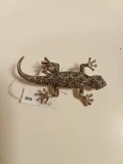 Stunning Vintage Sterling & Marcasite Lizard Gecko Pin Brooch - D28