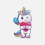 Cute Unicorn Hug Love Heart Cartoon Car Bumper Vinyl Sticker Decal