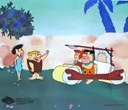 THE FLINTSTONES Fred & Wilma's New Car Sericel Animation Art Cel Viva Rock Vegas