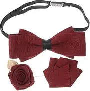 [TINEASUR] Groom's Bow Tie Corsage Handkerchief Men's Lapel Pin Tuxedo Accessory Unique Wedding Present