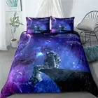 Linen Single/Double/Queen/King Bed Quilt/Duvet/Doona Cover Set Universe Spaceman