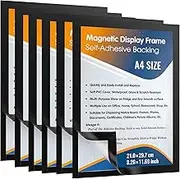 Wall Mount Sign Holder A4, 6 Pack Self-adhesive Plastic Picture Wall Frames for Door Window Cupboard Shop Showroom Office