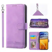 For iPhone 12 Case, Leather Wallet Flip Case With Strap - Red