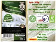 Thai Dried Organic Rice Noodles Khanom Chin Instant Rice Vermicelli 3x200g