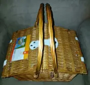 Picnic Basket Set for 2 NEW With Tag 2 Plates 6 Flatware 2 Goblets Bottle Opener
