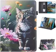 [Vaitasy] Case for Samsung Galaxy Tab S6 Lite 10.4 Inch 2024/2022/2020 (SM-P610/P613/P615/P619/P620/P625/P627), Card Slot Protective Case for Galaxy Tab S6 Lite 10.4 Inch - Flowers and Cats