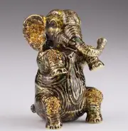 Elephant Faberge trinket box hand made by Keren Kopal w/ Austrian crystal