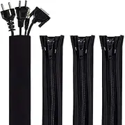 Bestfy Cord Organizer System Cable Management Sleeve, 19.5 inch, Wire Cover with Zipper, Cable Wrap, Cord Sleeves for TV, Computer, Office, Home Entertainment, 4 Pack
