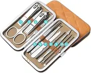 8/9/11/12/16/19Pcs Nail Clipper Sets Manicure Cutters Household Stainless Steel Earpick Earpick Pedicure Toe Nail Scissors Tools,11Pcs,khaki