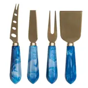4pc Tempa Marlow Polyresin Cheese Knife/Fork Set Cutlery Slicer Utensil Ocean