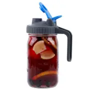 Mason Jar Pitcher With Pour Spout 32 OZ Wide Mouth Glass Pitcher With Lid 1 Q...