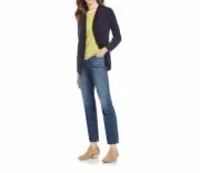 Eileen Fisher Tencel Silk Draped Open Front Cardigan in Midnight Size Size M