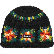 Supreme SS25 Handknit Wool Crochet Logo Beanie Black One Size New CONFIRMED