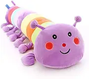 19.6" Caterpillar Stuffed Animal Small Pillow, Fun Plush Soft Long Pillow, Toy Doll Creative Birthday Gift Purple