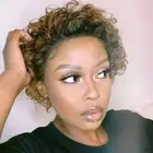 Pixie Cut Lace Front Wigs Human Hair Ombre Blonde 13x1 Lace Short Curly Wigs