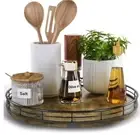 Farmhouse Lazy Susan Turntable Organizer for Table Top, Round 12" Rustic NEW