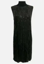NWT $540 All Saints Lucia Beaded & Sequins Dress Black Sz 4 US (8 UK)