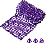 uxcell 0.5 Yard Sew Stitch on Spikes Stud Cone 12Rows Plastic Dark Purple Spike Rivet with Flat Back Punk Rock Trim Mesh Bead for DIY Crafts/Clothes/Shoes/Bags