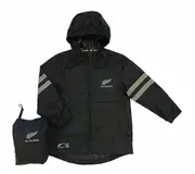 New Zealand All Blacks Packable Rain Jacket Water Resistant Coat - Childs Size 6