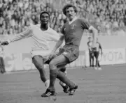 Laurie Cunningham Of Real Madrid Is Closed Down By Alan Kennedy 1981 Old Photo