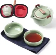 Travel Ceramic Tea Pot Infuser Set, Chinese Kung Fu Teapot 1 Pot 2 Mini Cups ...