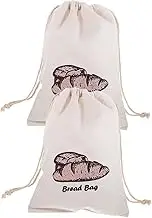LOPUNER 2pcs Reusable Linen Bread Bags for Homemade Bread Storage Drawstring Sourdough Bags Elegant Design for Waste Reduction and Easy Carrying