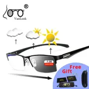 Myopia Men's Computer Glasses Photochromic Sunglasses Chameleon Anti Blue R