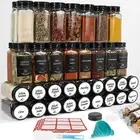 24pcs Glass Spice Jars 120ml Square Spice Containers With Labels Shaker Lids