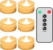 6 Pack Flameless LED Tealight Candles with Timer - Realistic Electric Fake Candles