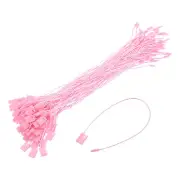 500Pcs Nylon Hang Tag String 6.7" Snap Lock Pins Loop Price Tag Pink