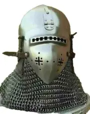 Medieval Nurnberg Bascinet Hounskell Helmet, 14th Century Steel Chainmail Knight