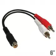 6" RCA Female to Dual RCA Male Y Splitter Audio Cable Cord Nickel Black