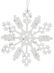 Glittered Thin White Snowflake Christmas Tree Hanging Decorations - 12 x 10cm