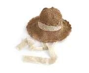 C08 Outdoor Summer Small Fresh Wild Straw Hat Female Summer Strap Bow Holiday Beach Hat Big Edge Folding Sun Hat for Women