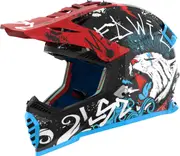 LS2 MX437 Fast Evo II Mini Starmaw Kids Motocross Helmet, black-red-blue, Size S Black Red Blue