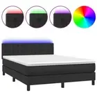 Box Spring Bed with Mattress & LED Black 153x203 cm Queen Size Faux Leather vida