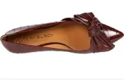 Tory Burch 5 mm Bow Flat Wine Leather Size 8 New MSRP $348