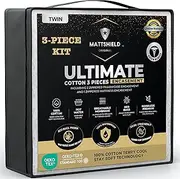MATTSHIELD New Ultimate 3-Piece Kit - Bed Bug-Proof Mattress Cover Twin Size 100% Cotton Top + 2 Pillow Protectors with Zipper - 6 Sided Waterproof Encasement, Total Defense Kit