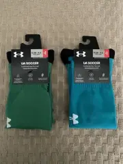 2-Under Armour Socks Teal /Green Cushioned UA Soccer Over-the-Calf
