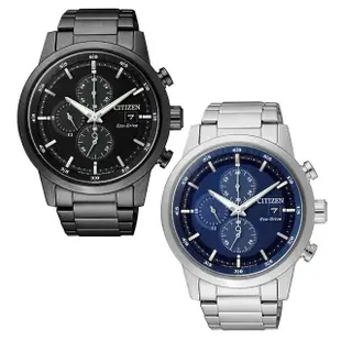 【CITIZEN 星辰】Chronograph 光動能三眼碼錶計時情侶對錶-43mm(CA0615-59E/CA0610-52L 情侶錶 情人節)