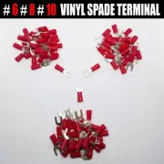 200 Spade FORK Terminals Vinyl Insulated Red 22-16AWG ,#6 #8 #10