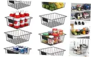 8 Pack Wire Storage Baskets for Organizing with Removable Tags, Pantry Small