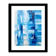 White Blue Abstract Framed Art Framed print Art Poster