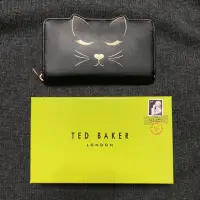 在飛比找蝦皮購物優惠-TED BAKER 貓臉 長夾 皮夾 錢包 真皮 燙金