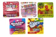 Candy Flavored Lip Balms - 5 Pack - Strawberry PEZ, Cherry Smarties, Redberry